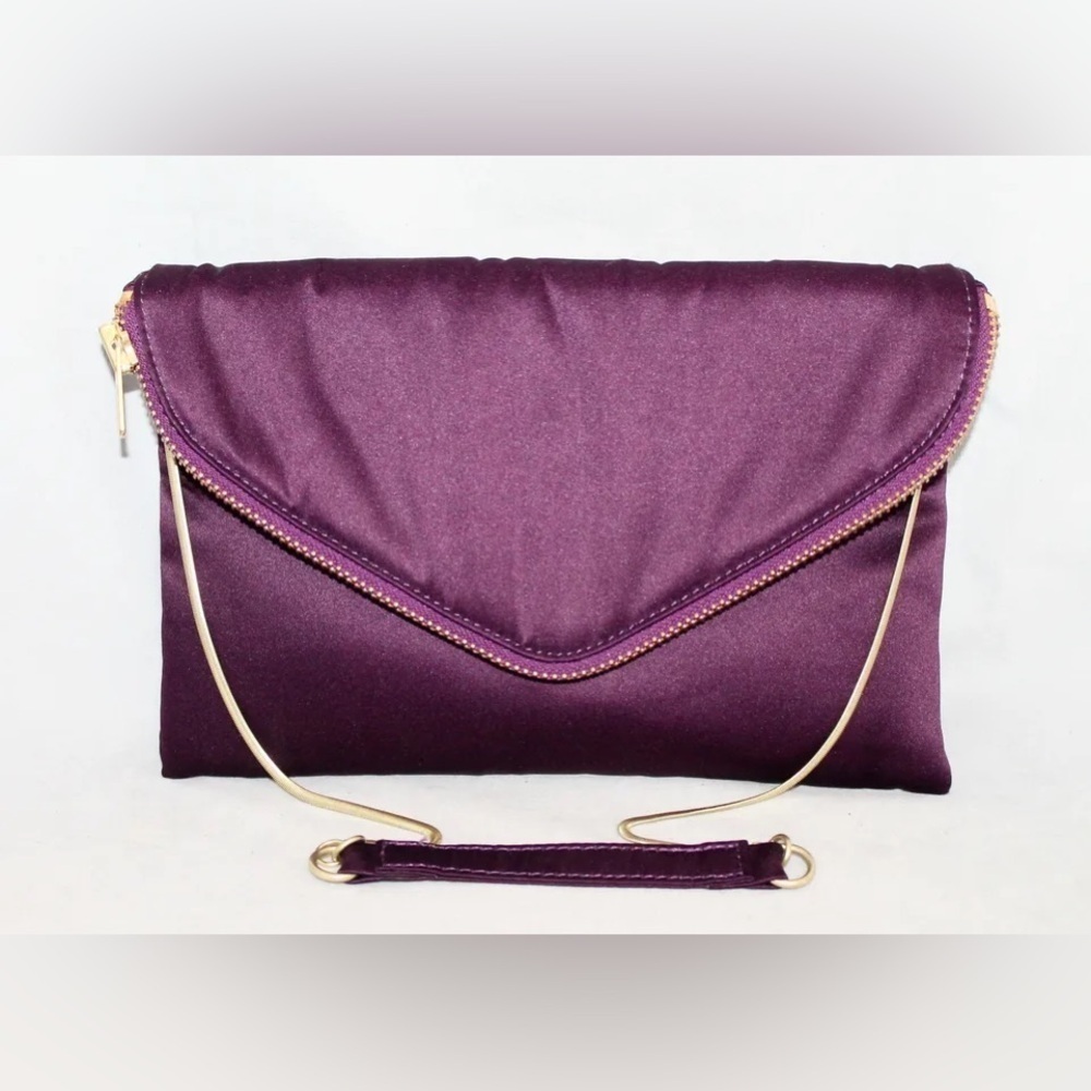 HOST PICK 🎉J. Crew Factory Purple Satin And Gold Envelope Evening Clutch Zipper